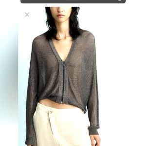 Gold Zara Metallic Mesh Knot Bomber Jacket - Small